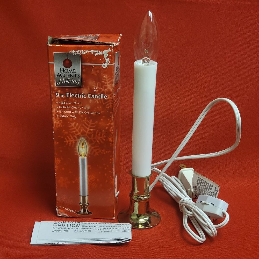 Home Accents Holiday 9" Electric White Candle Clear Bulb